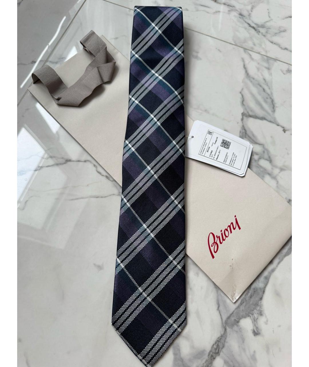 BRIONI Темно-синий шелковый галстук, фото 8
