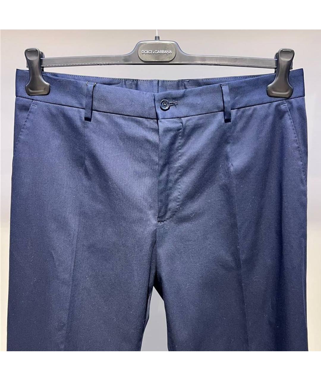 DOLCE&GABBANA Темно-синие хлопковые классические брюки, фото 3