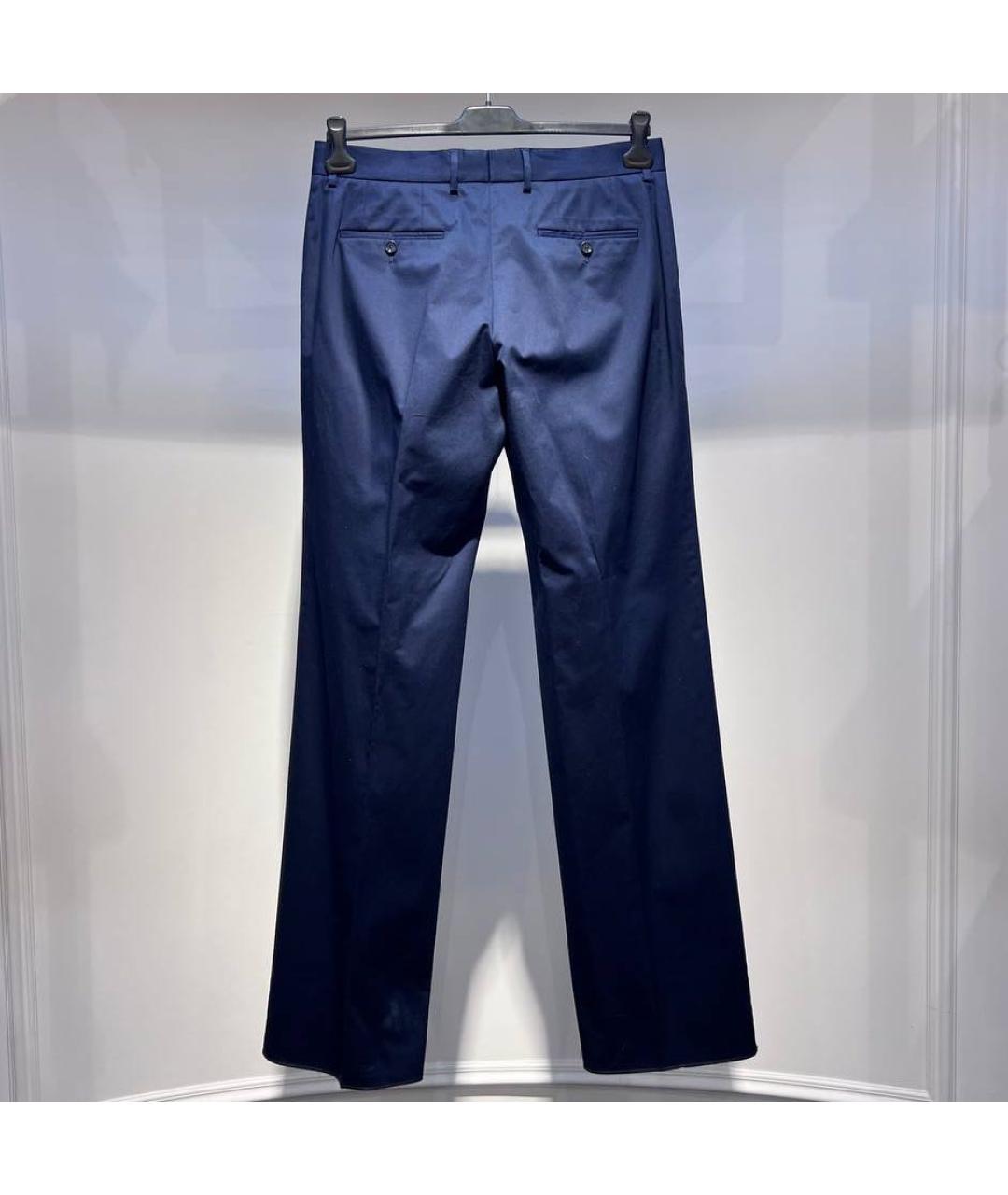 DOLCE&GABBANA Темно-синие хлопковые классические брюки, фото 2