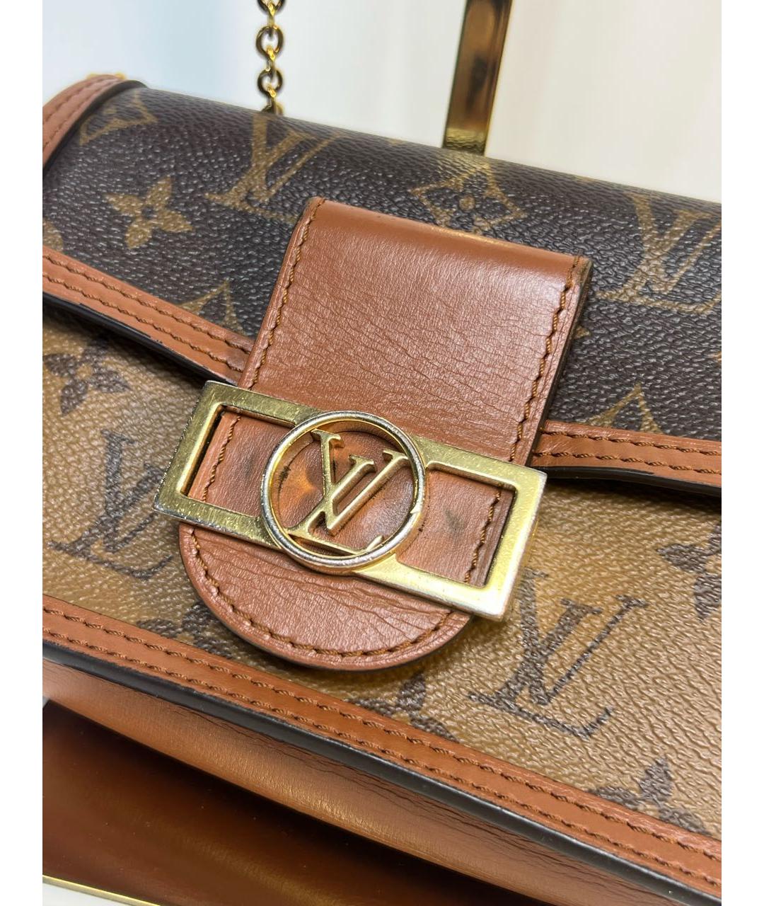 LOUIS VUITTON Коричневая кожаная сумка через плечо, фото 4