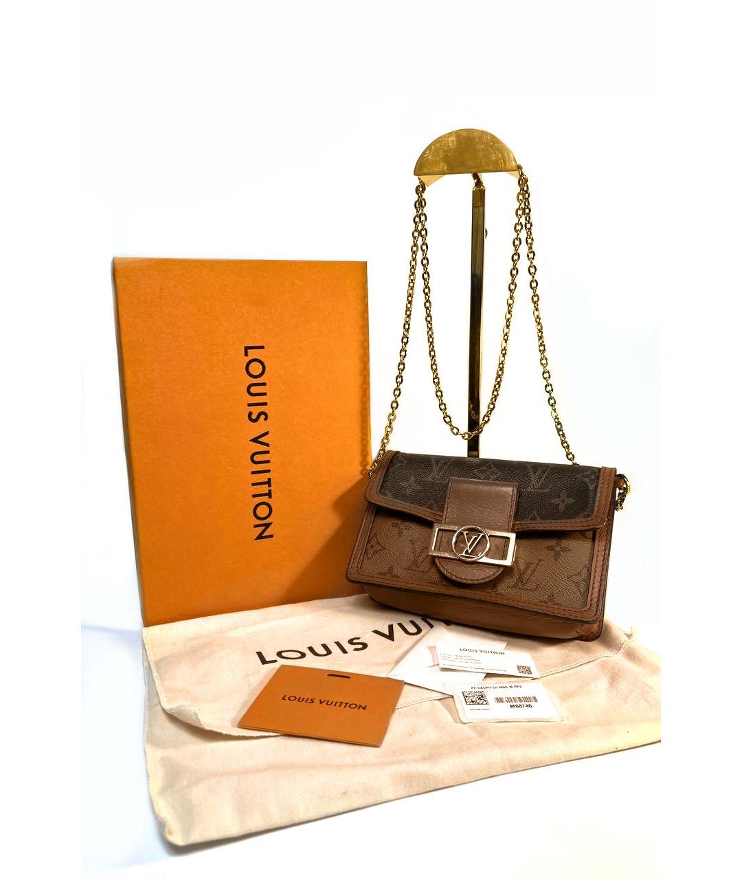 LOUIS VUITTON Коричневая кожаная сумка через плечо, фото 8