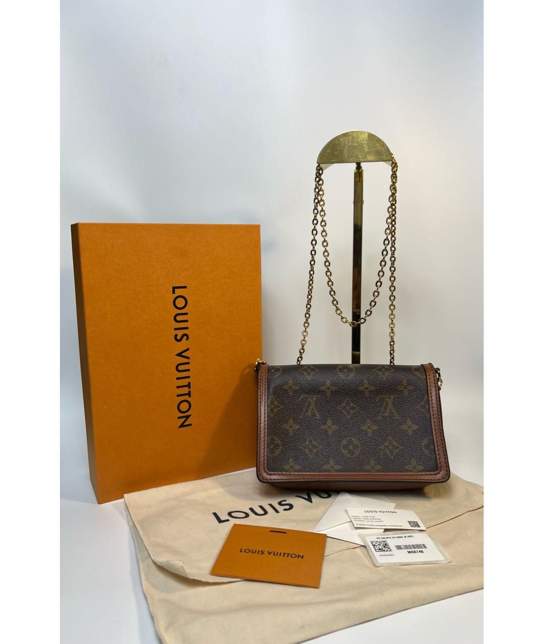 LOUIS VUITTON Коричневая кожаная сумка через плечо, фото 9