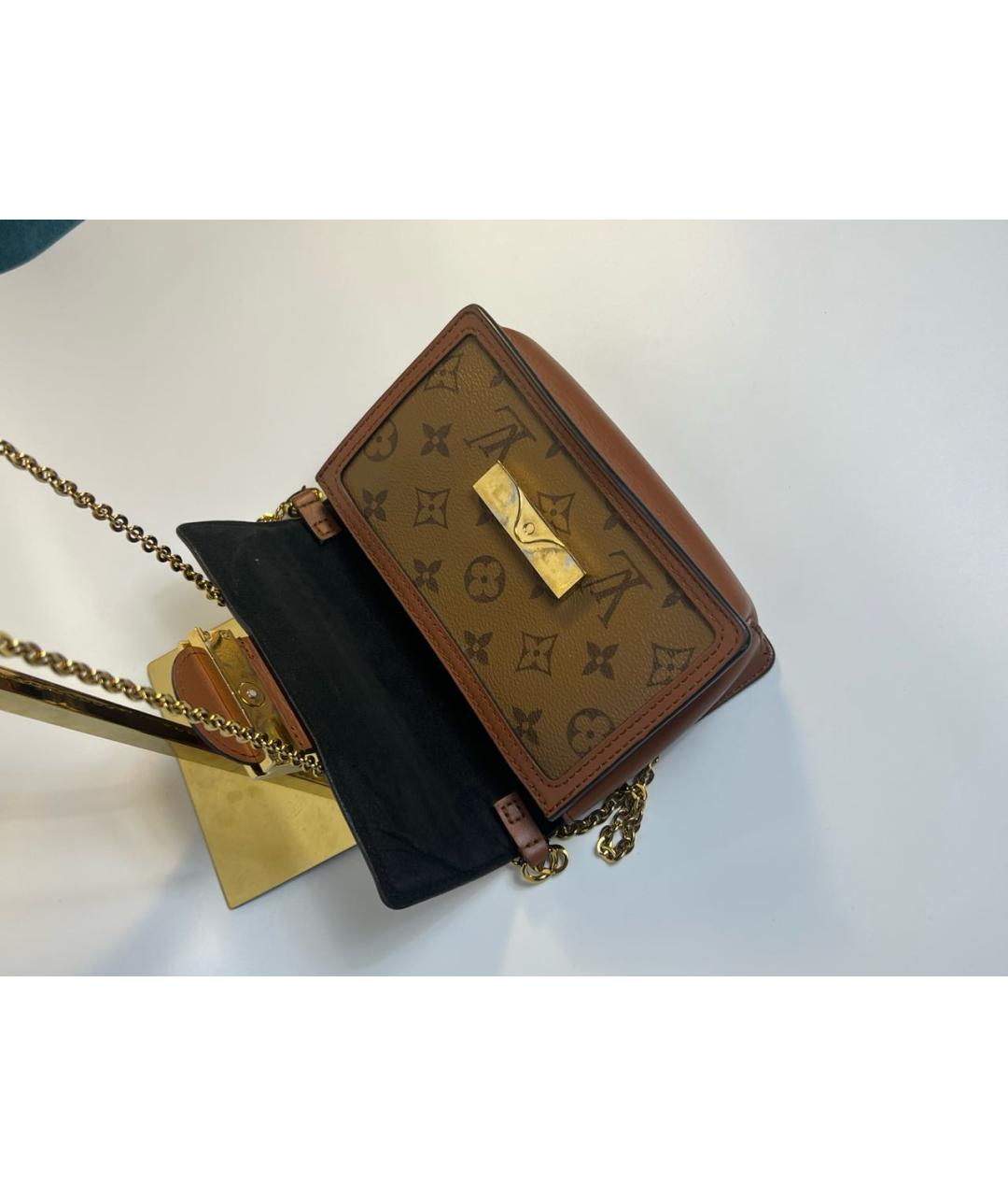 LOUIS VUITTON Коричневая кожаная сумка через плечо, фото 6