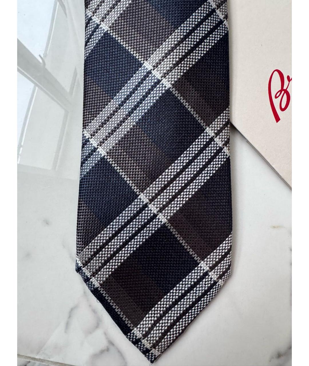 BRIONI Коричневый шелковый галстук, фото 4