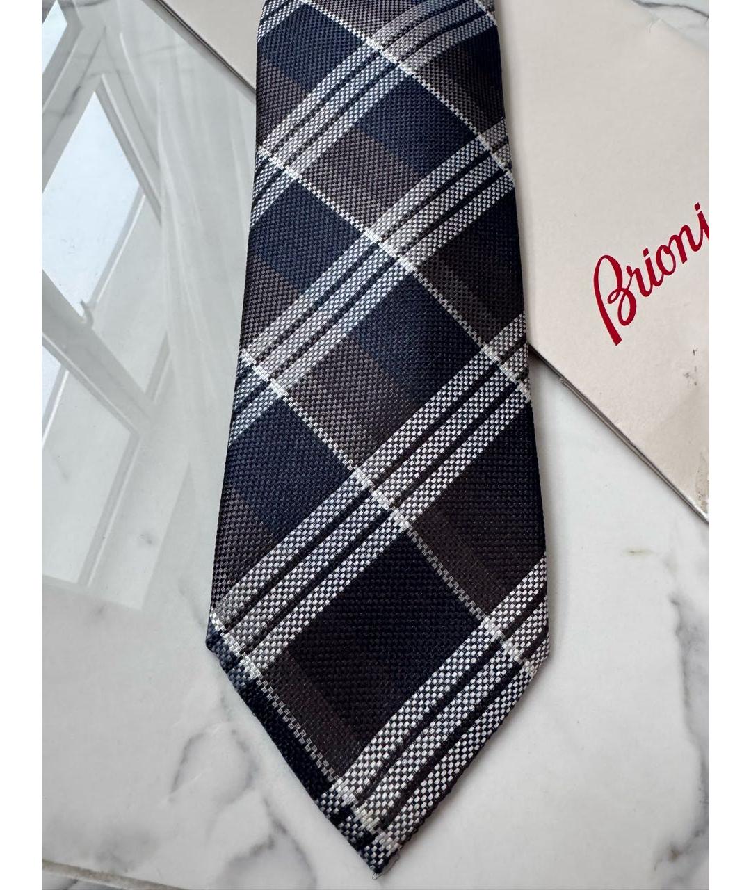 BRIONI Коричневый шелковый галстук, фото 5