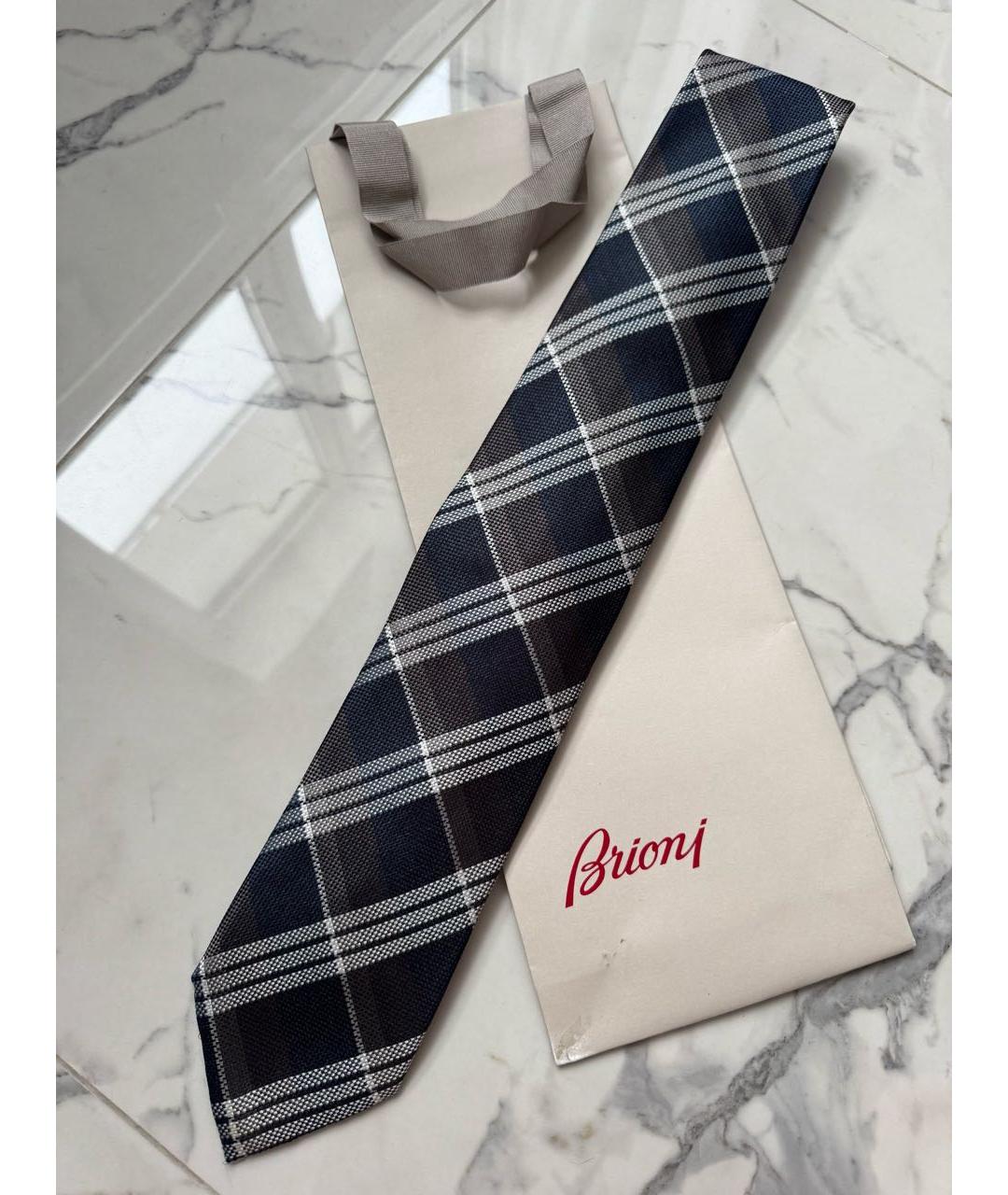 BRIONI Коричневый шелковый галстук, фото 2