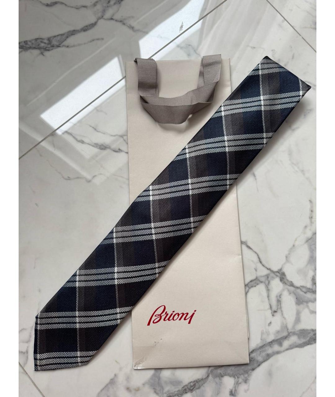 BRIONI Коричневый шелковый галстук, фото 3