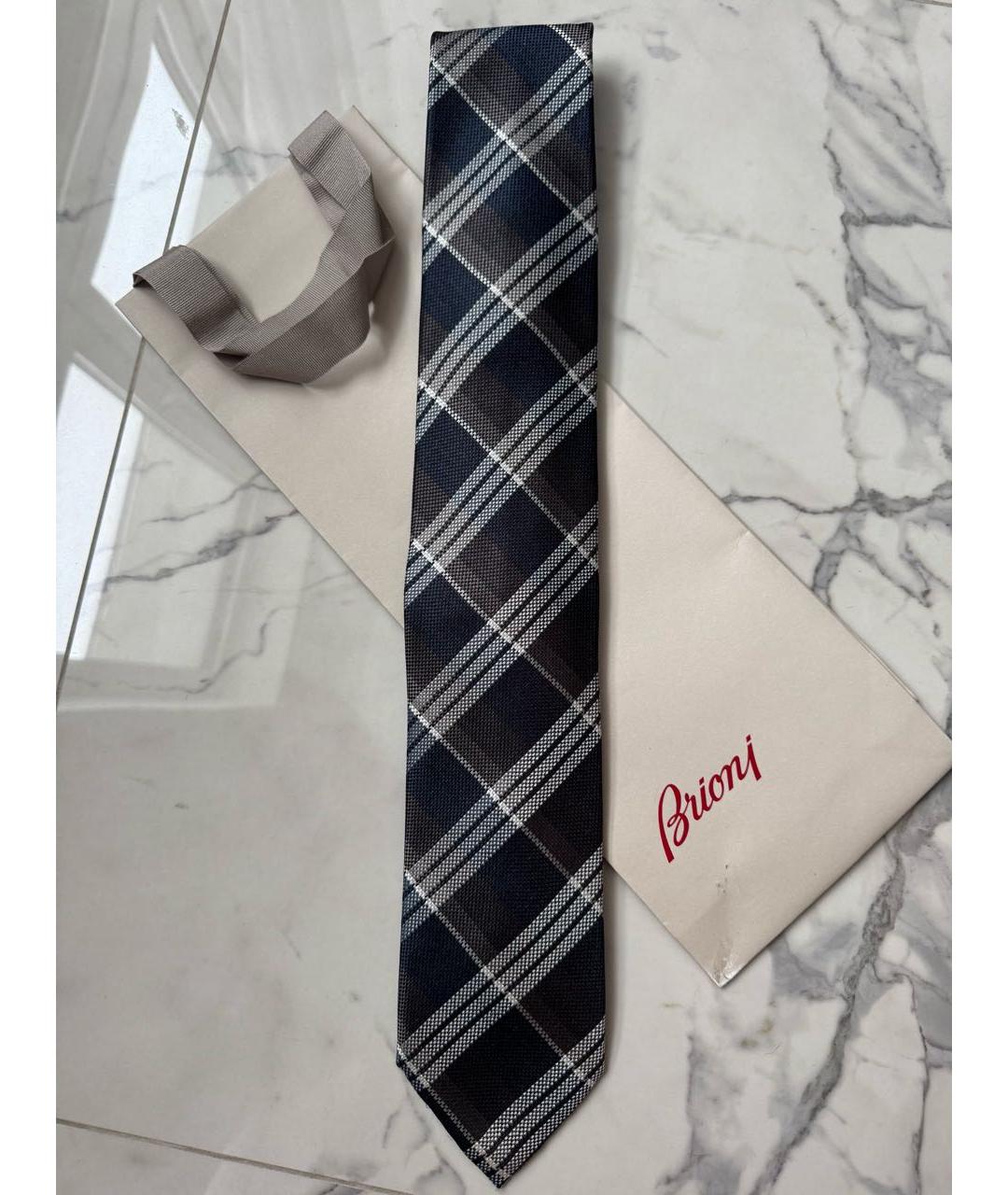 BRIONI Коричневый шелковый галстук, фото 8