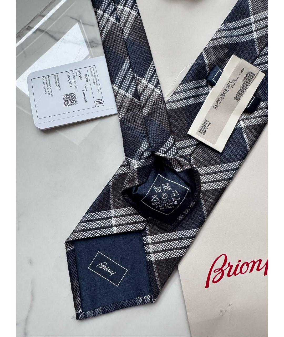 BRIONI Коричневый шелковый галстук, фото 6