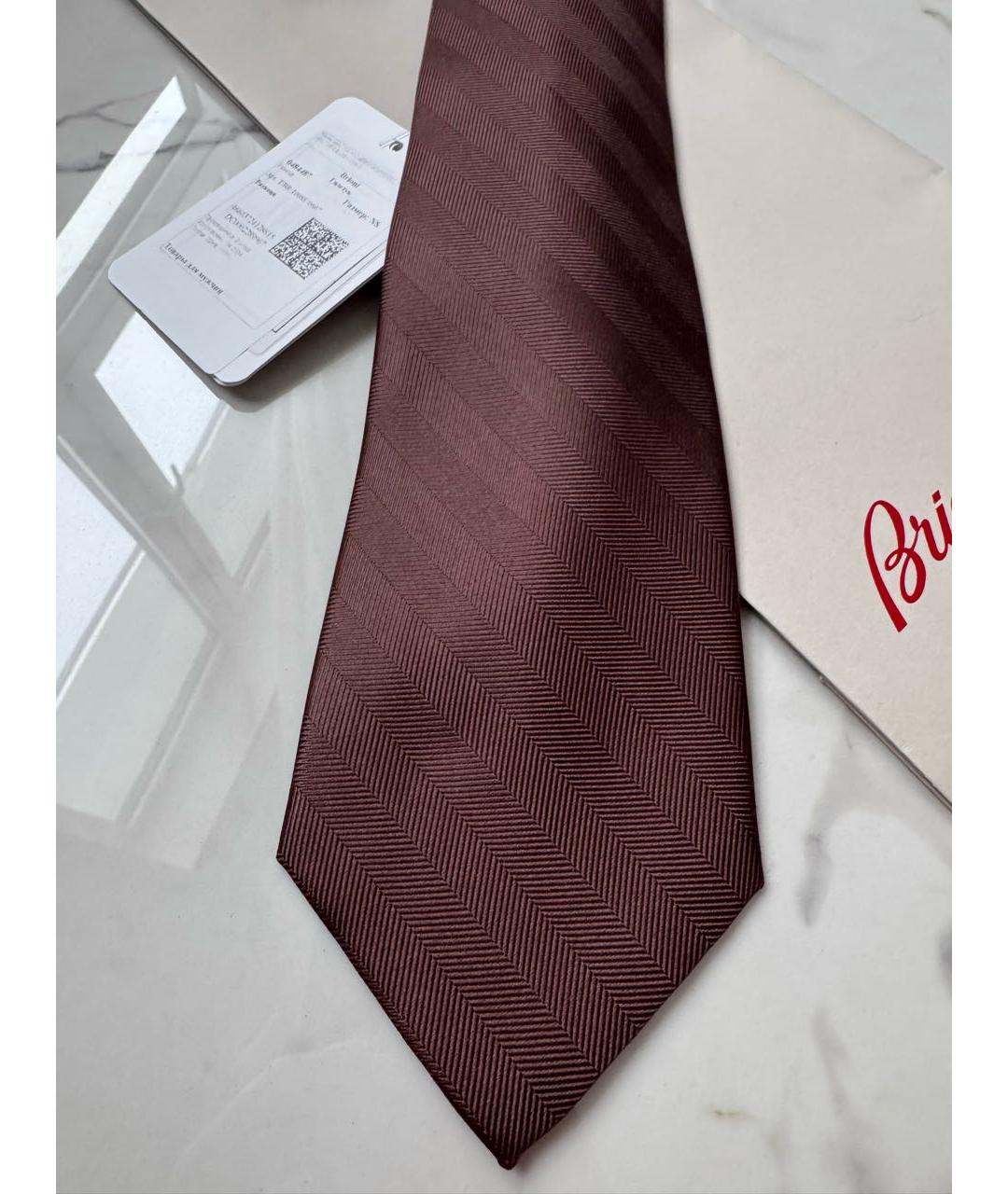 BRIONI Коричневый шелковый галстук, фото 3