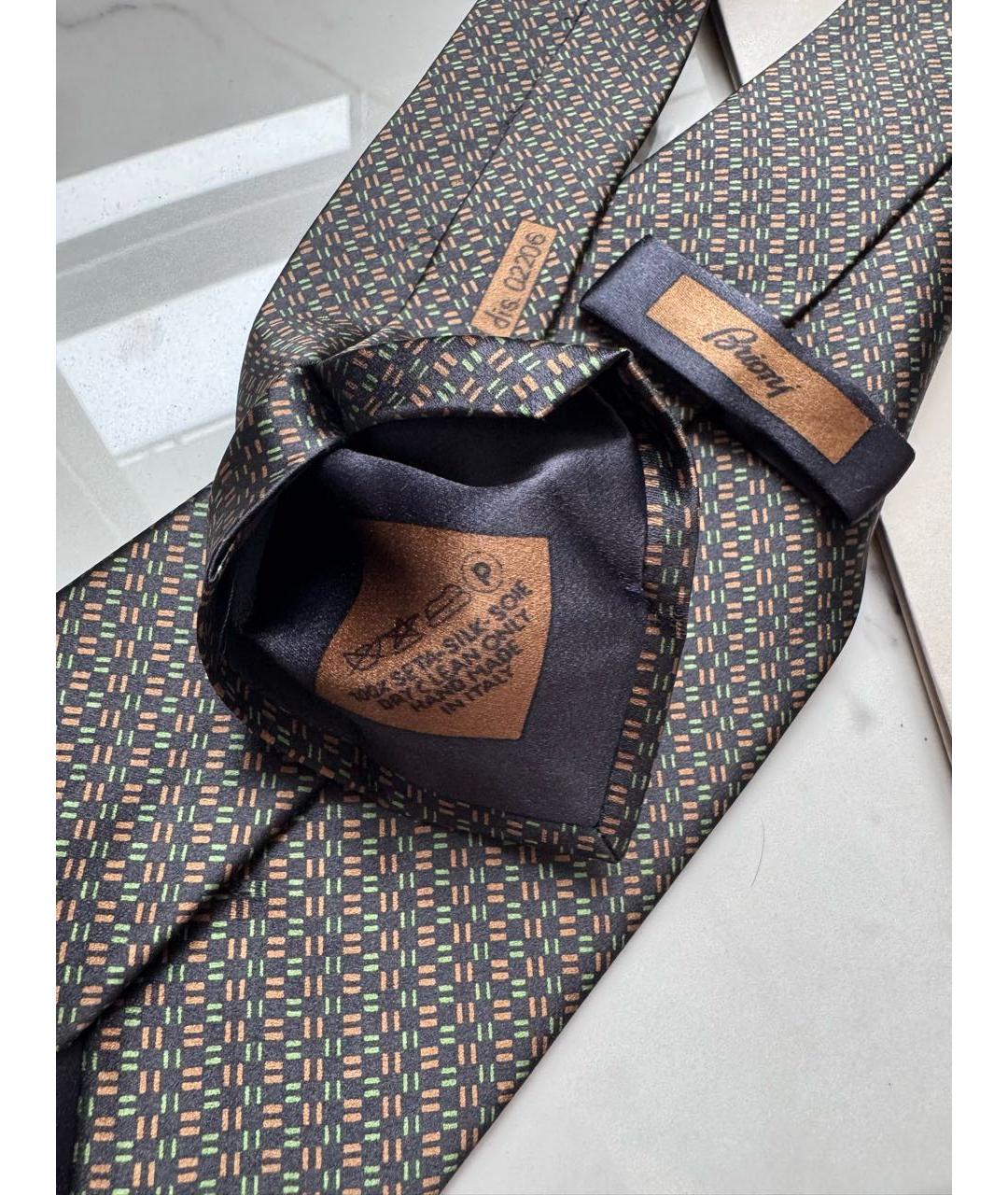BRIONI Зеленый шелковый галстук, фото 6