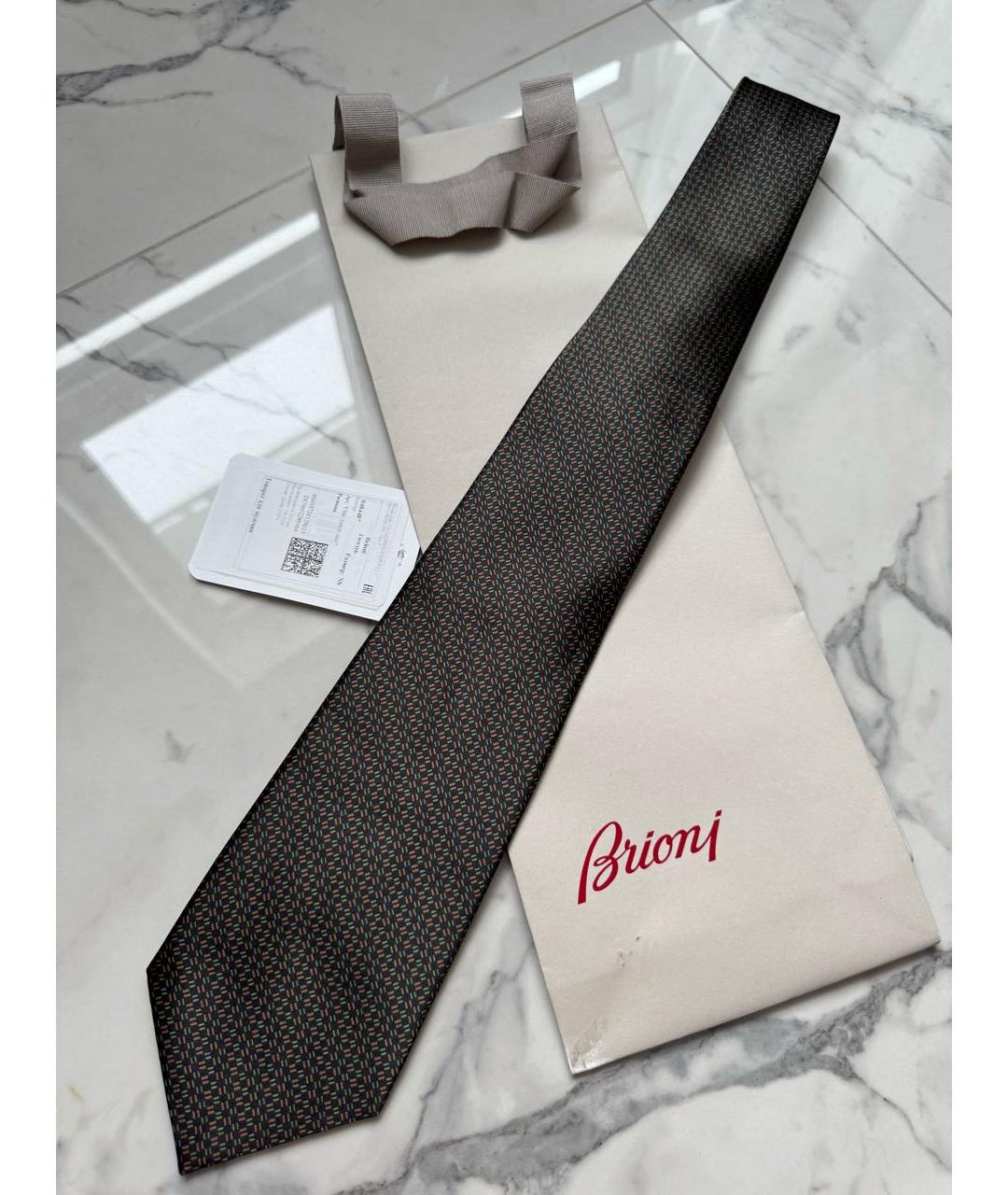 BRIONI Зеленый шелковый галстук, фото 2