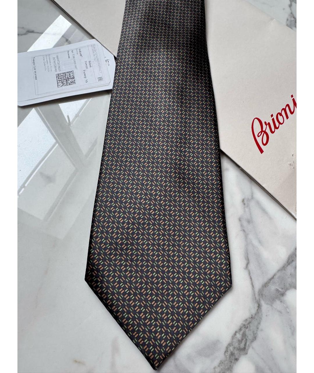 BRIONI Зеленый шелковый галстук, фото 3