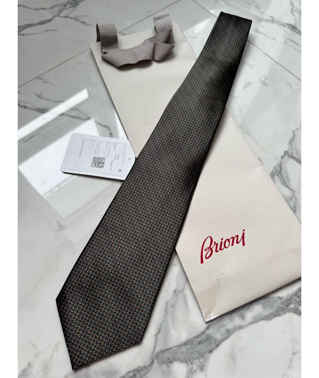 BRIONI Зеленый шелковый галстук, фото 7