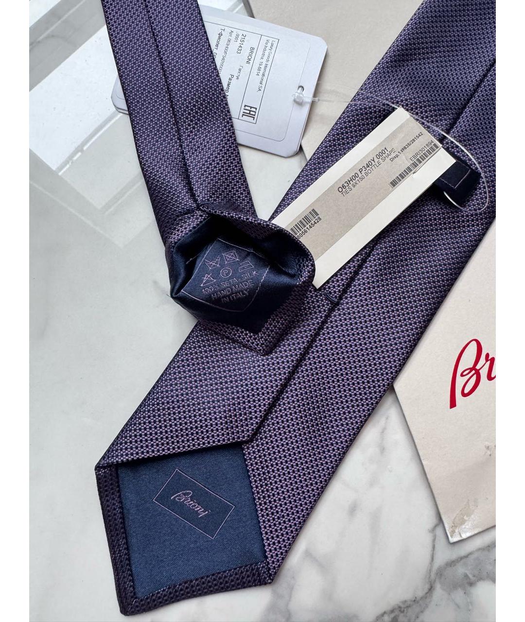 BRIONI Фиолетовый шелковый галстук, фото 6