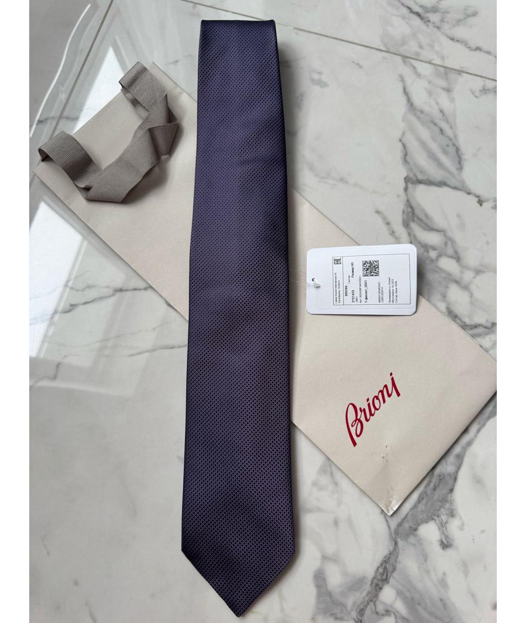 BRIONI Фиолетовый шелковый галстук, фото 7