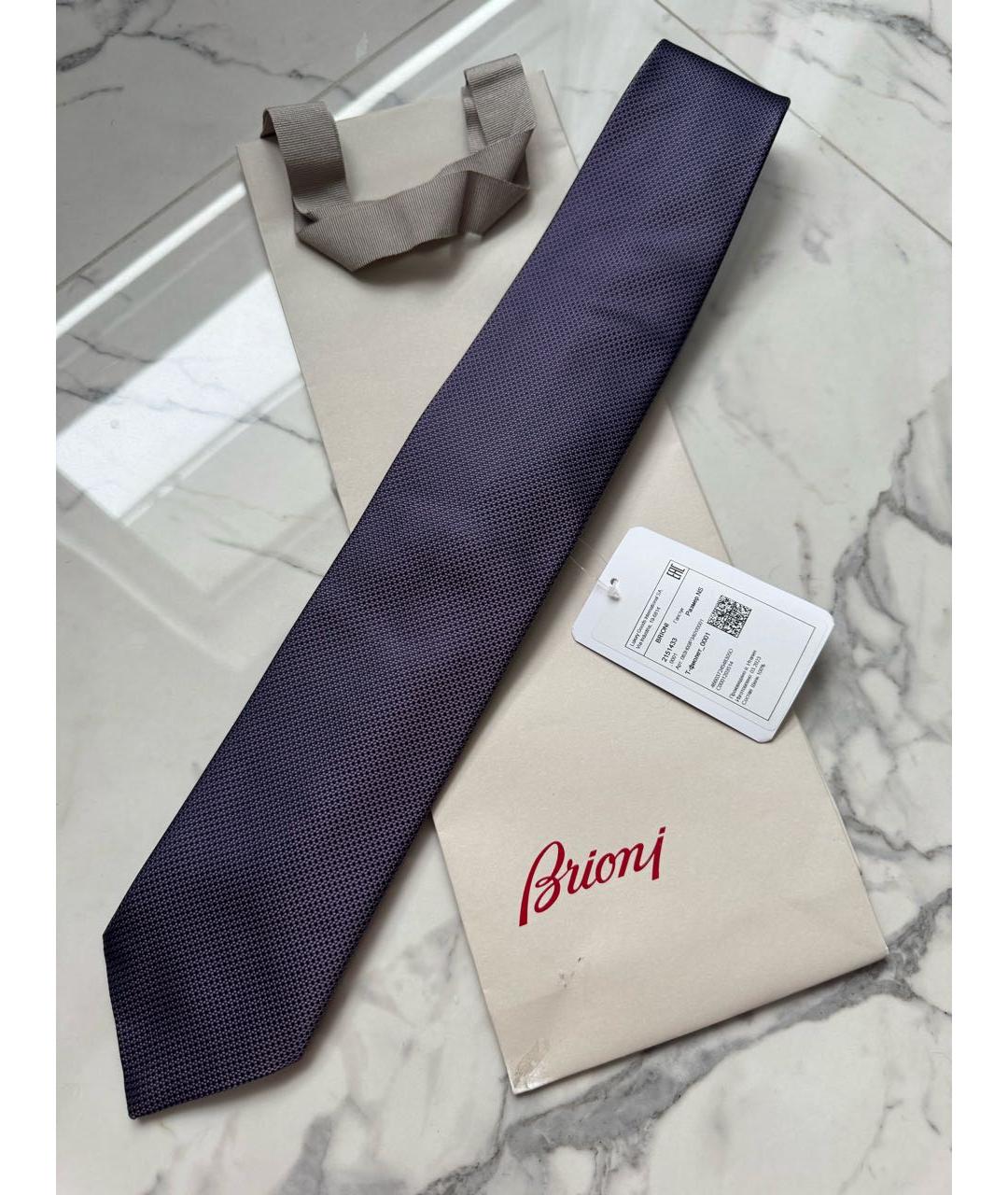 BRIONI Фиолетовый шелковый галстук, фото 2