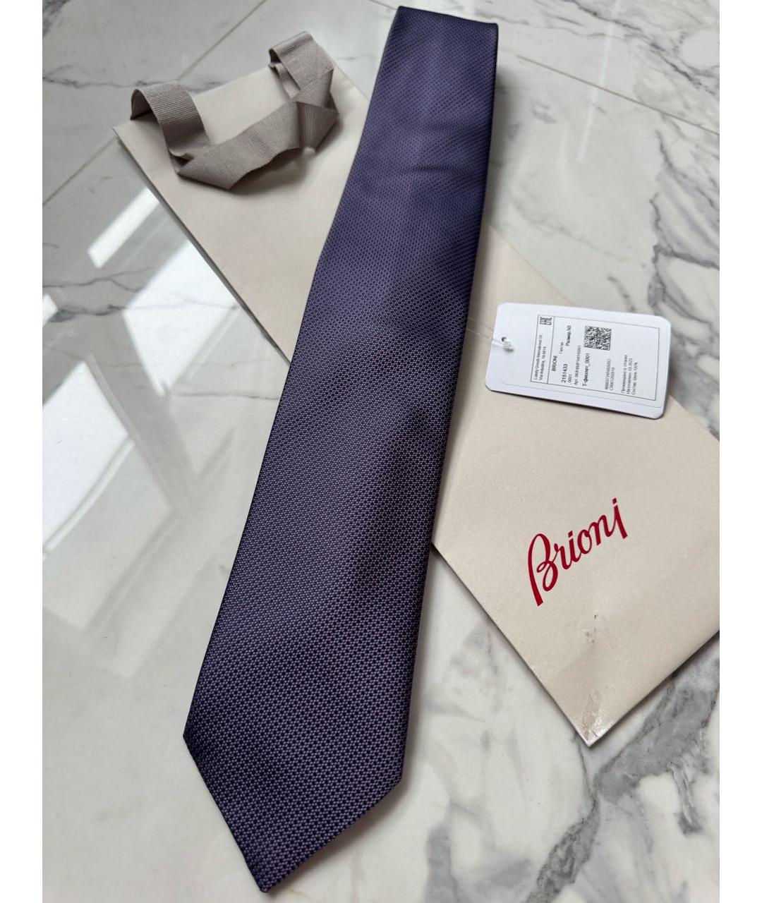 BRIONI Фиолетовый шелковый галстук, фото 8