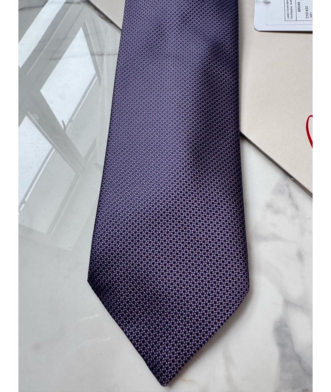 BRIONI Фиолетовый шелковый галстук, фото 3