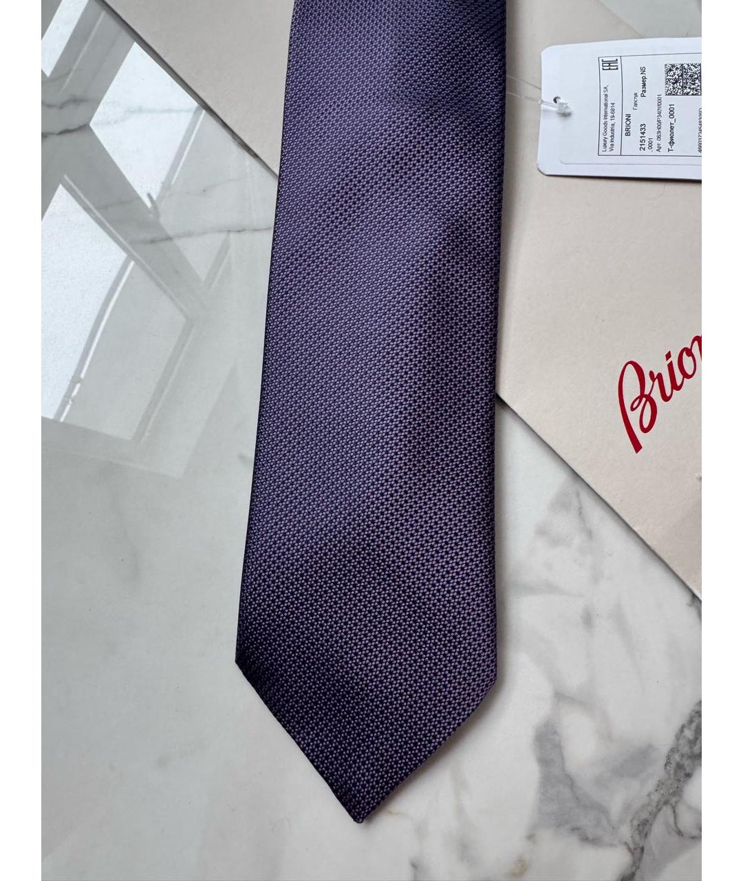 BRIONI Фиолетовый шелковый галстук, фото 4