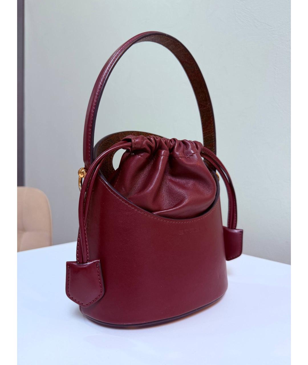 ETRO Бордовая кожаная сумка с короткими ручками, фото 2