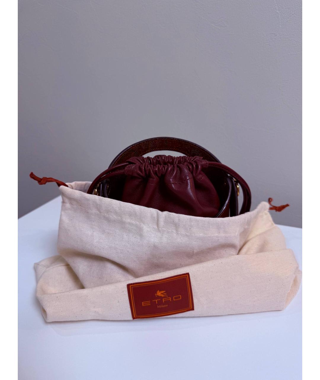 ETRO Бордовая кожаная сумка с короткими ручками, фото 8