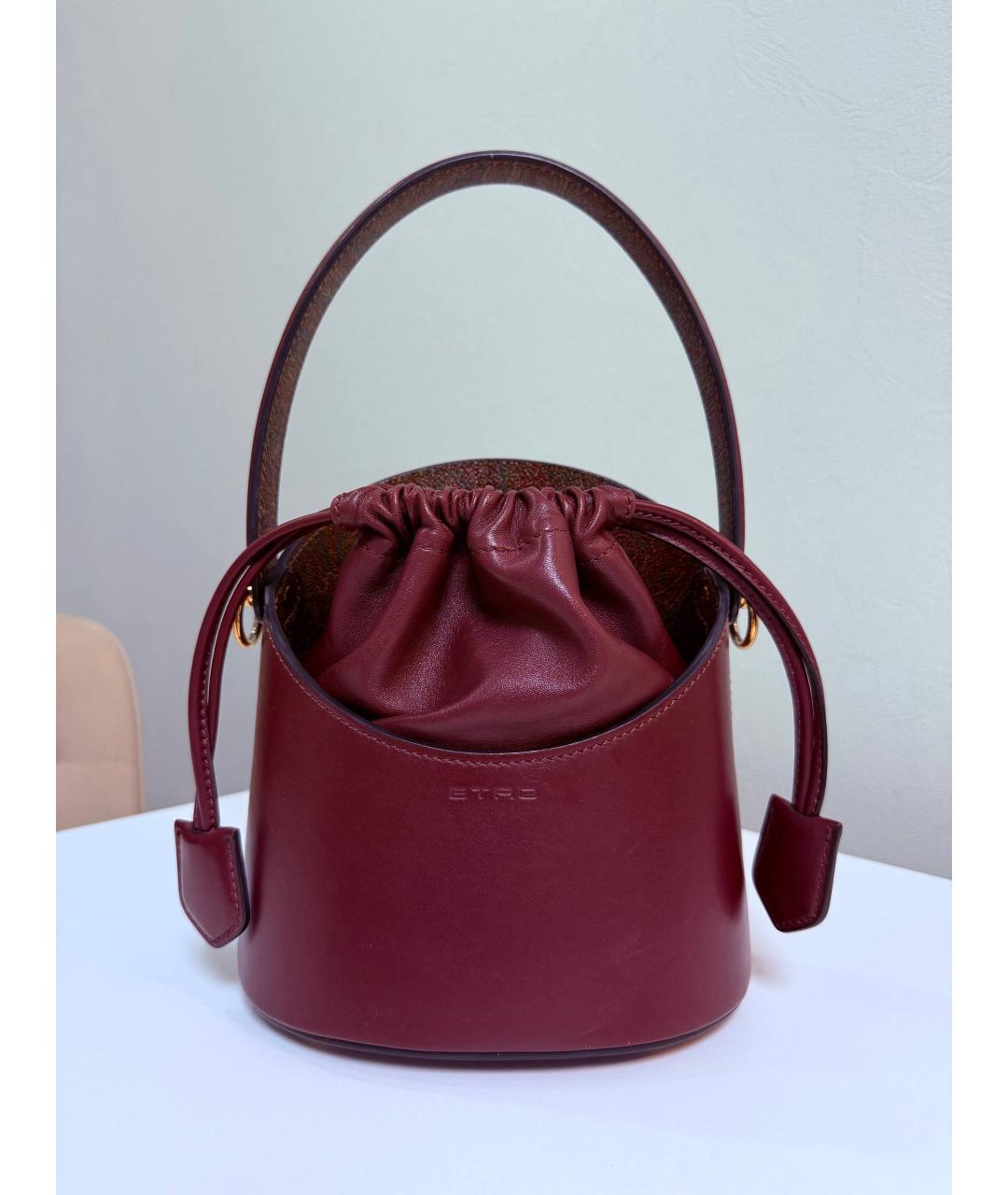 ETRO Бордовая кожаная сумка с короткими ручками, фото 9