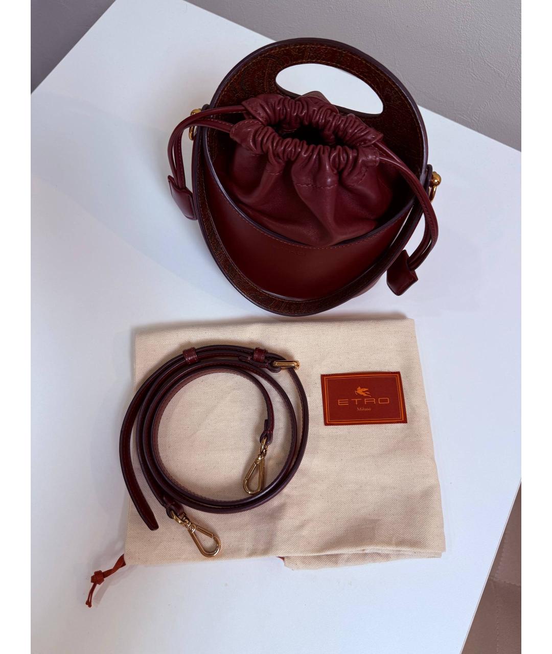 ETRO Бордовая кожаная сумка с короткими ручками, фото 7