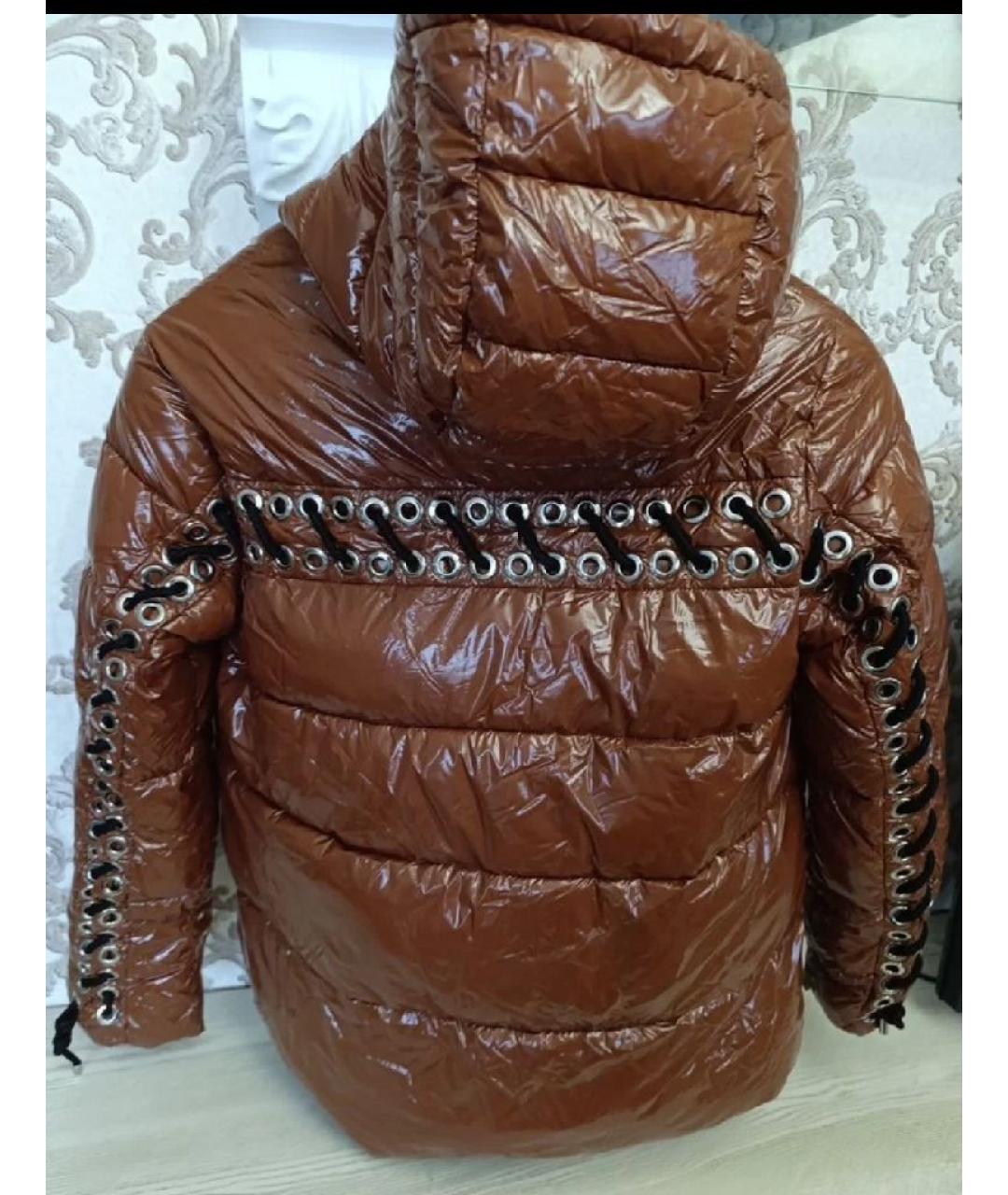 PINKO Коричневый полиэстеровый пуховик, фото 2
