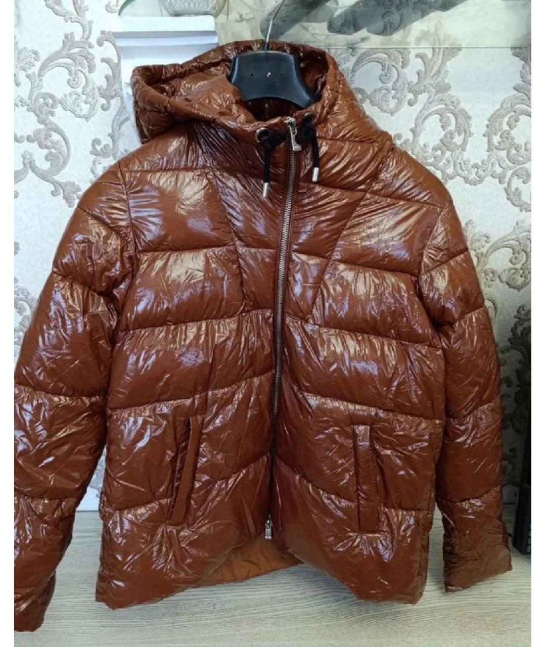 PINKO Коричневый полиэстеровый пуховик, фото 5
