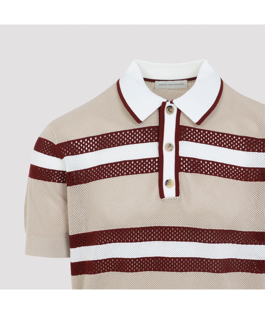 DRIES VAN NOTEN Бежевое вискозное поло с коротким рукавом, фото 5