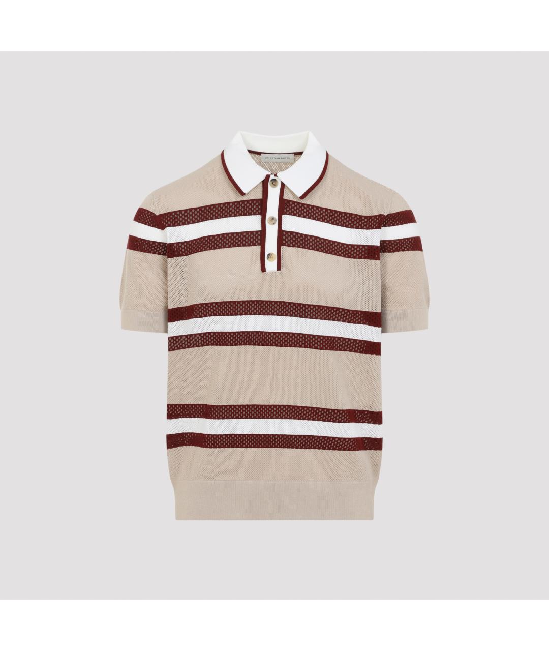 DRIES VAN NOTEN Бежевое вискозное поло с коротким рукавом, фото 3