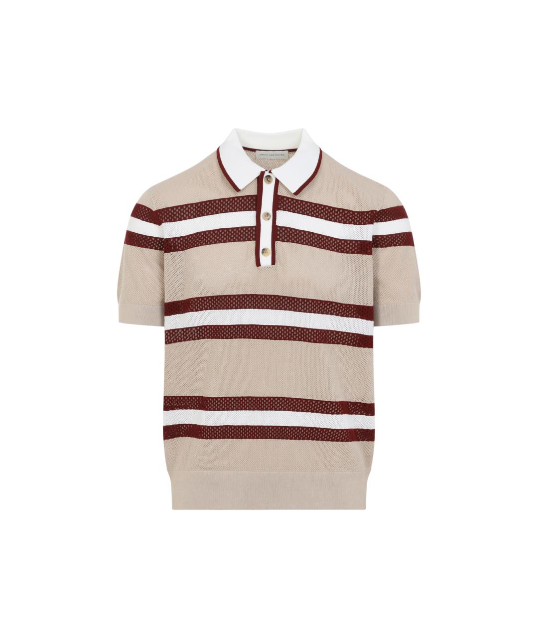 DRIES VAN NOTEN Бежевое вискозное поло с коротким рукавом, фото 1