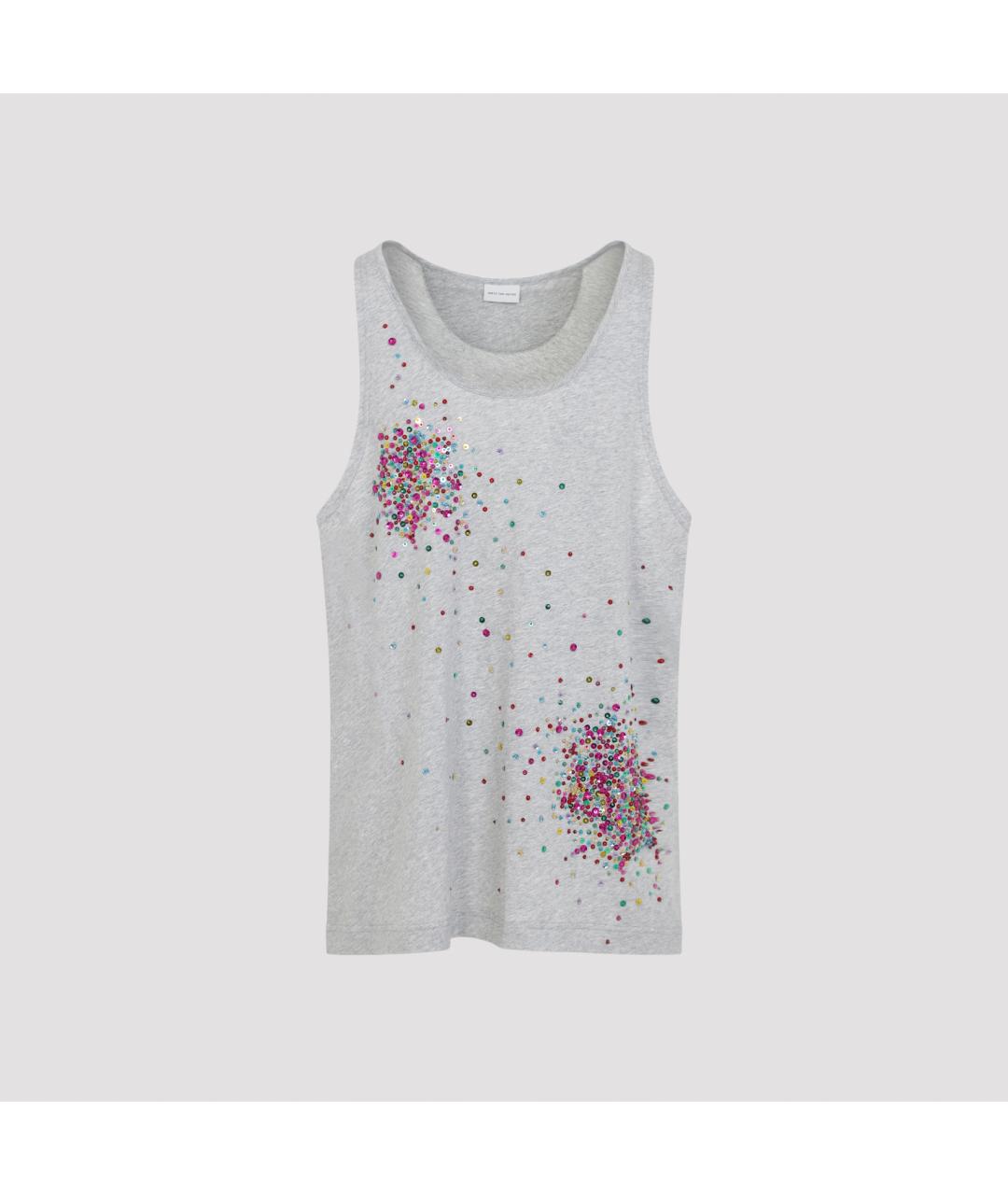 DRIES VAN NOTEN Серая хлопковая майка, фото 3