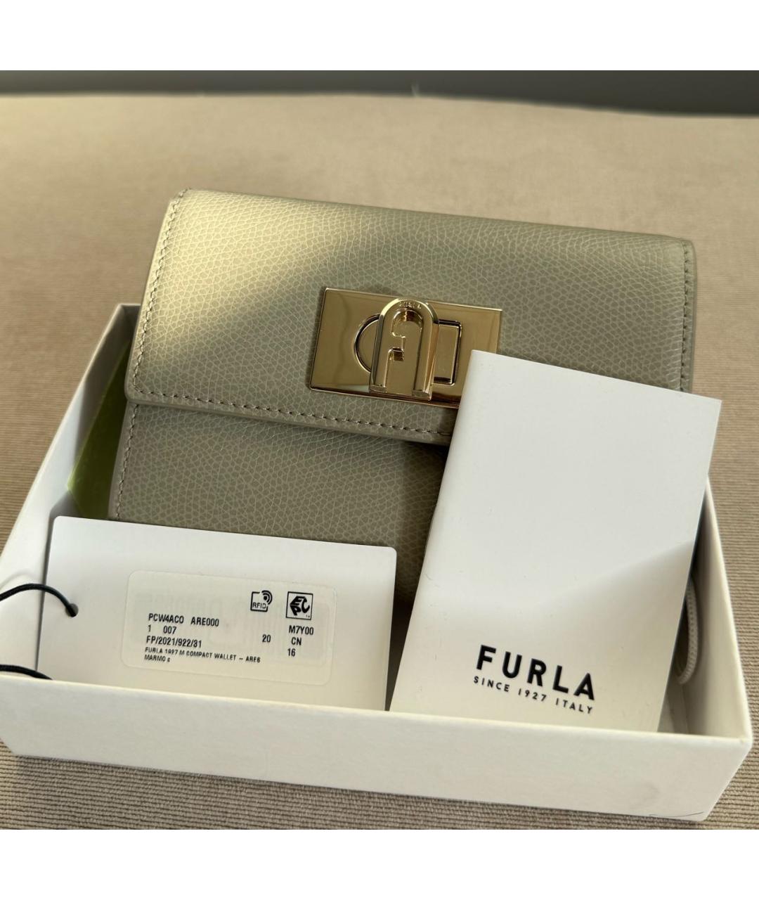 FURLA Бежевый кожаный кошелек, фото 3