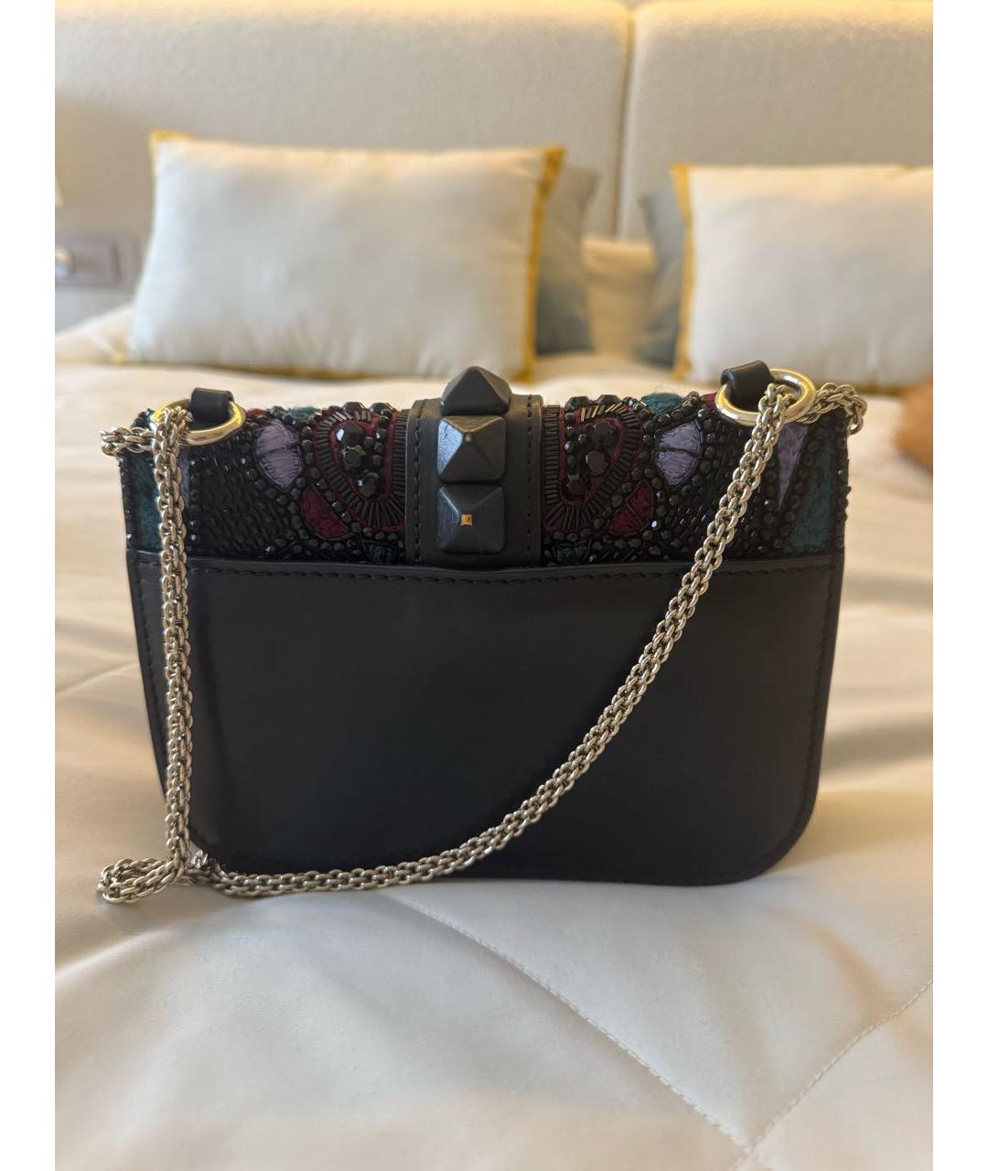 VALENTINO Черная кожаная сумка через плечо, фото 3