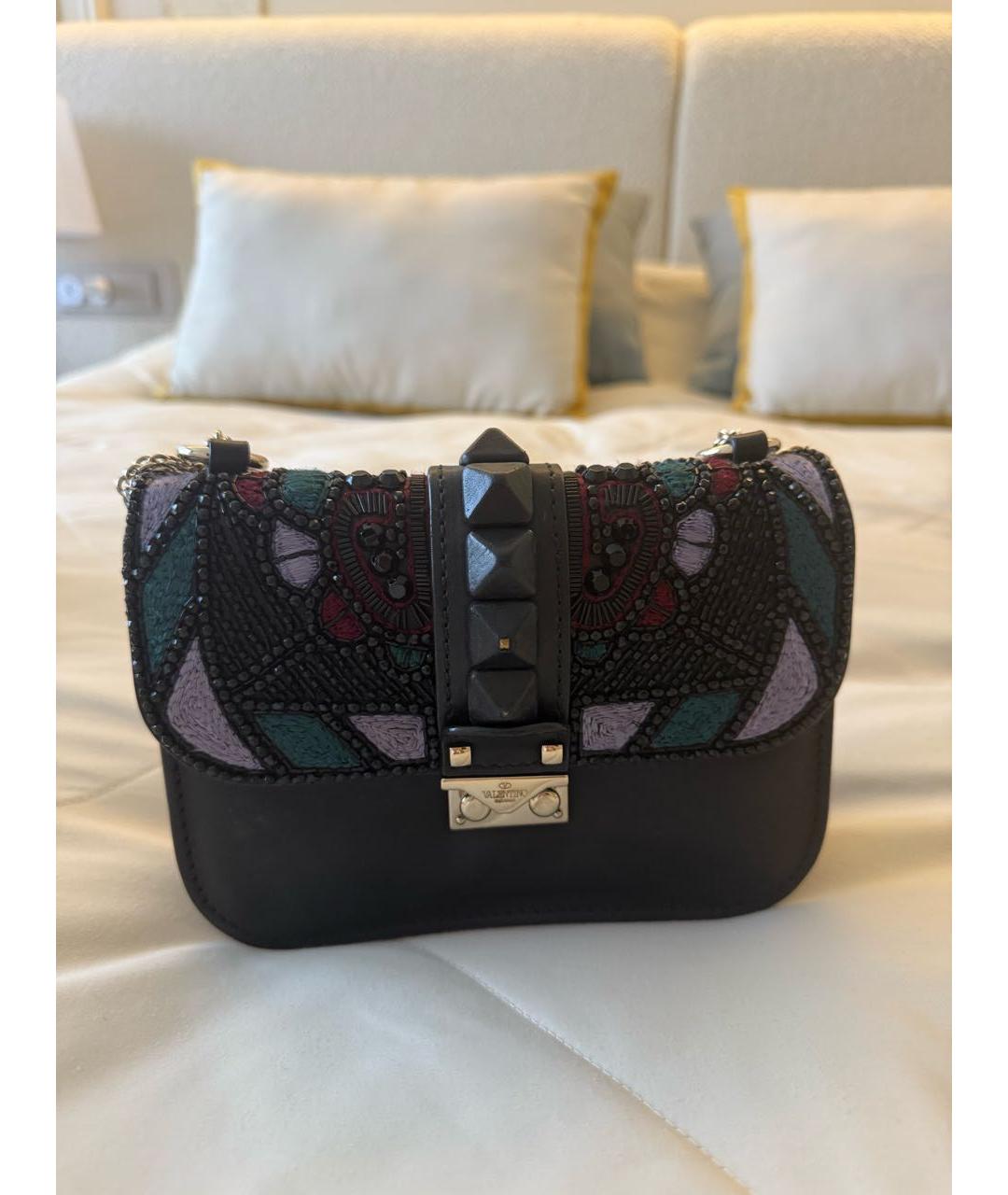 VALENTINO Черная кожаная сумка через плечо, фото 5