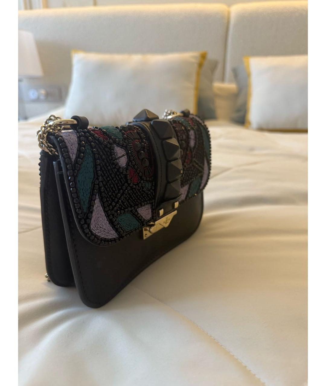 VALENTINO Черная кожаная сумка через плечо, фото 2