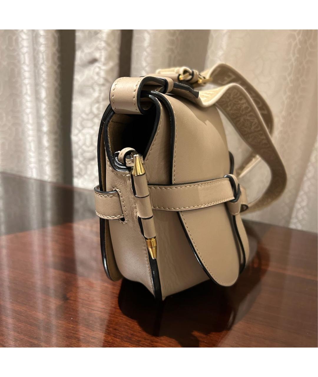 LOEWE Бежевая кожаная сумка через плечо, фото 2