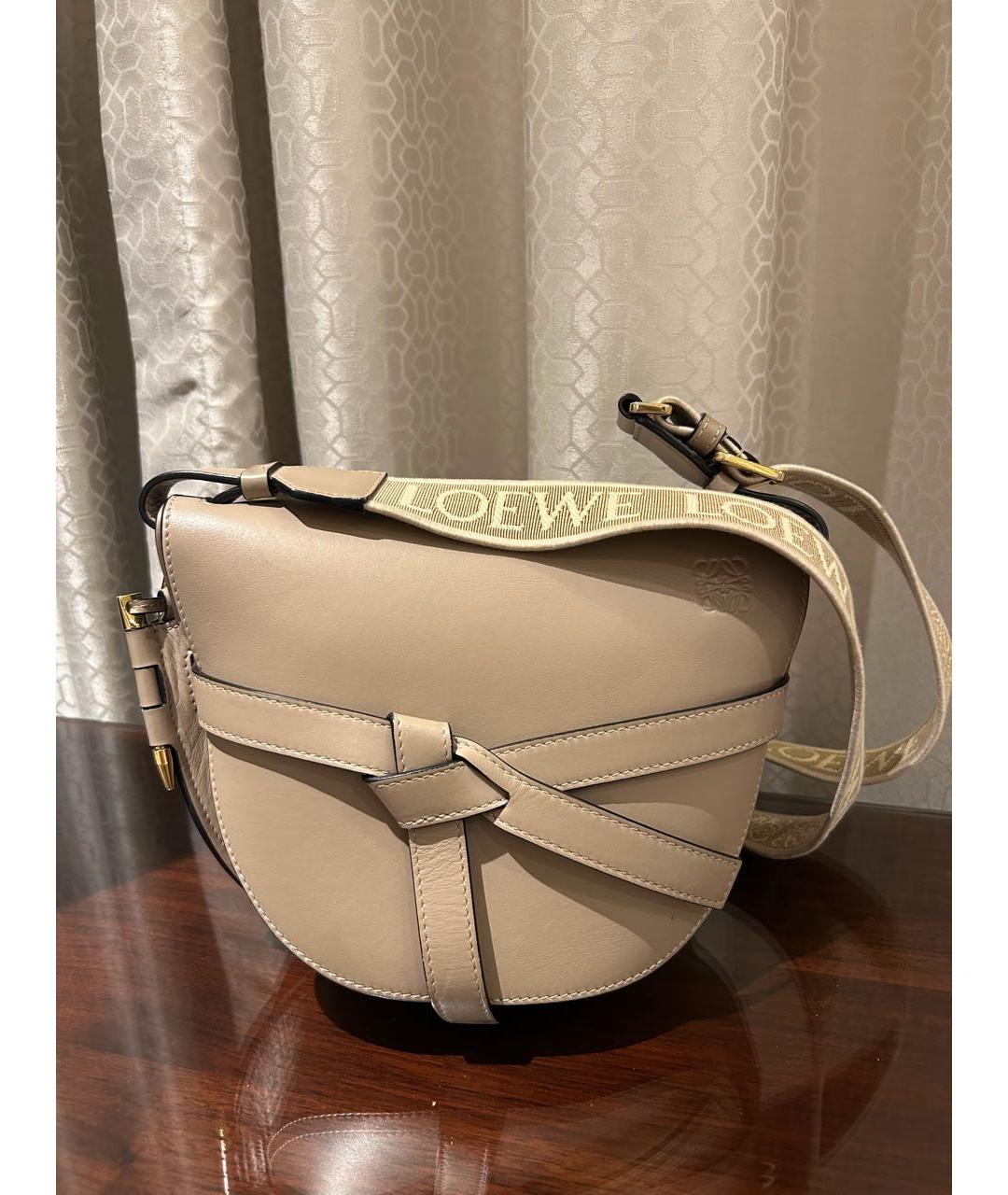 LOEWE Бежевая кожаная сумка через плечо, фото 5