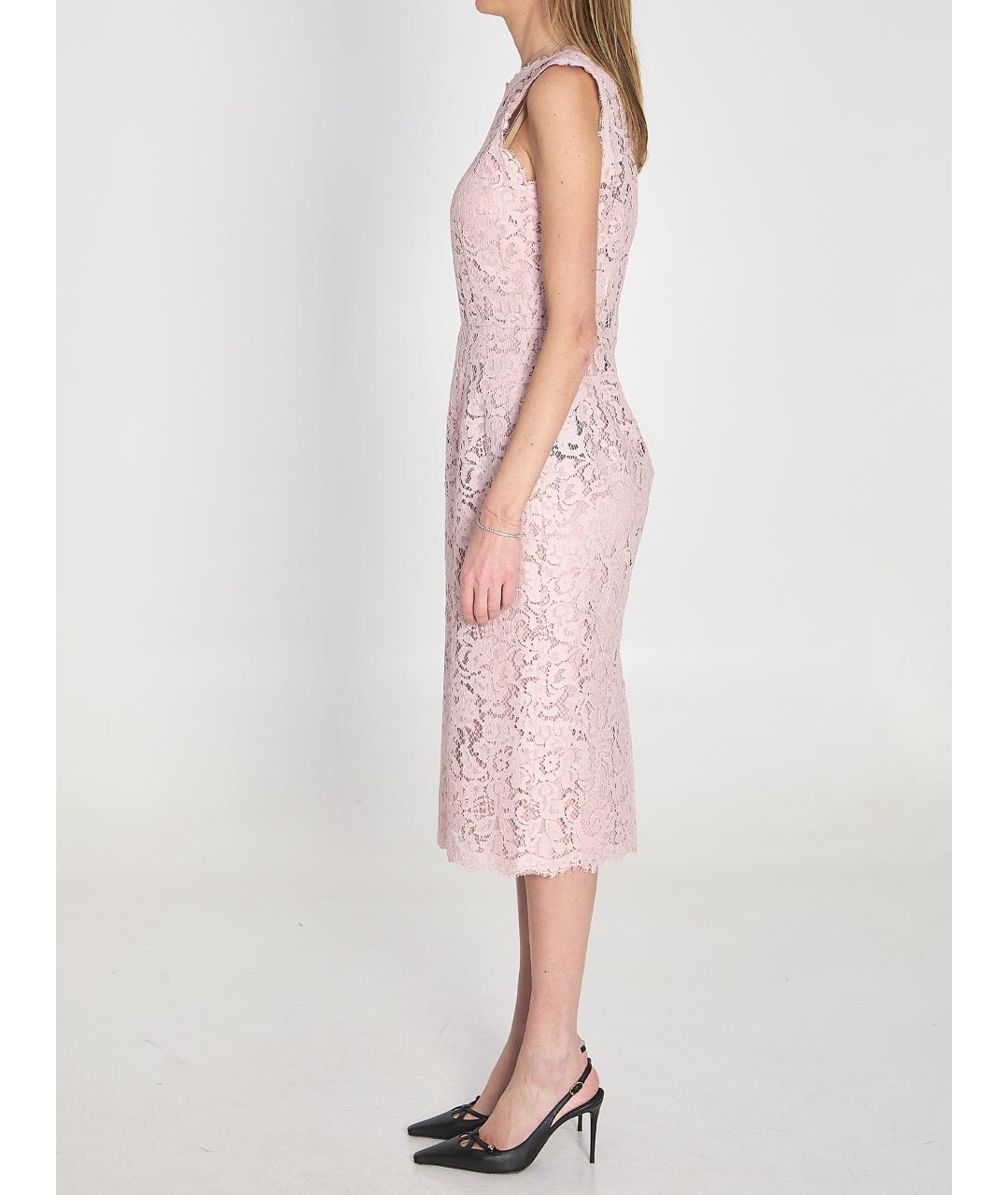 DOLCE&GABBANA Розовое хлопковое коктейльное платье, фото 4