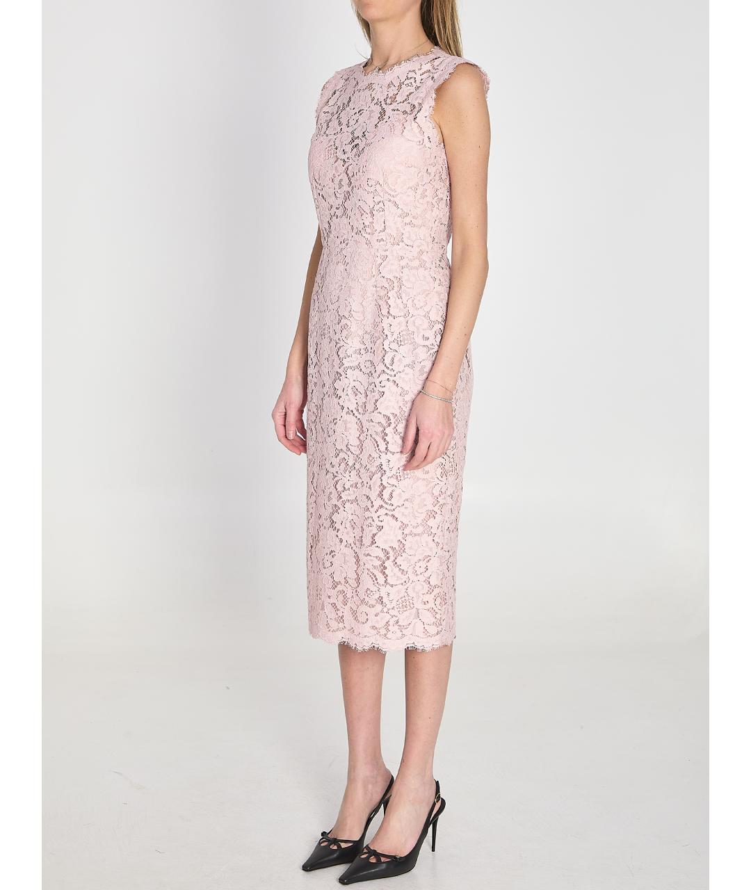 DOLCE&GABBANA Розовое хлопковое коктейльное платье, фото 3