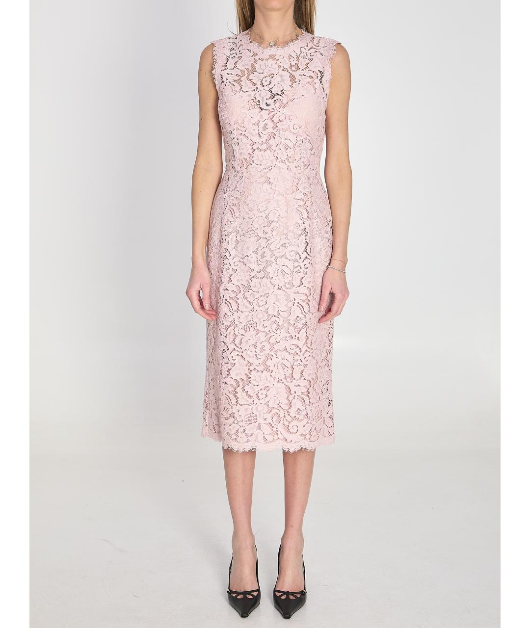 DOLCE&GABBANA Розовое хлопковое коктейльное платье, фото 2