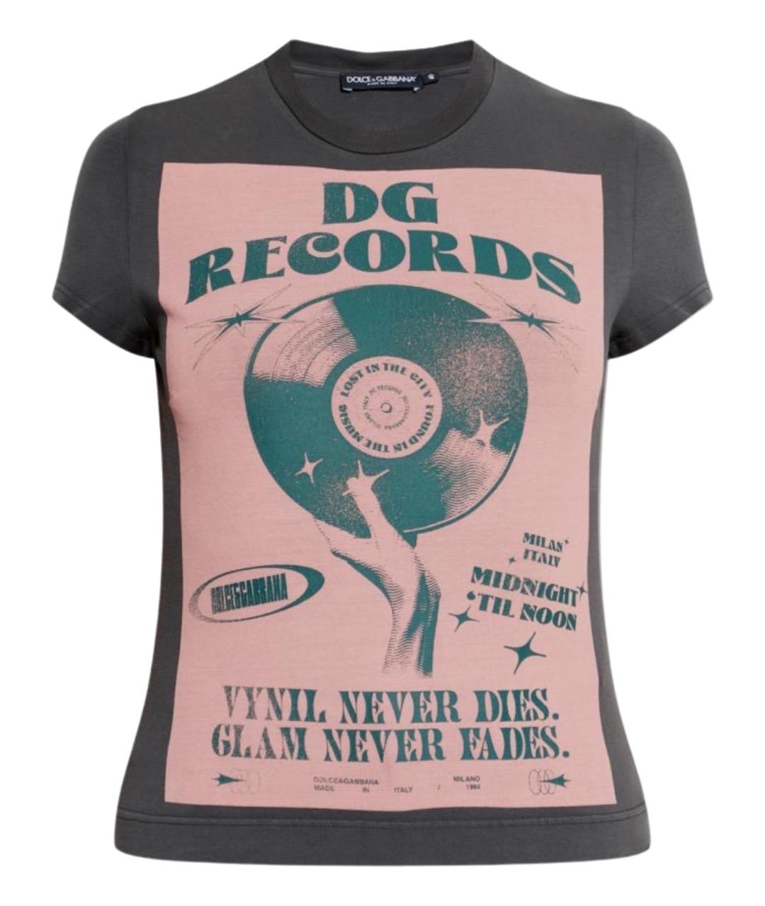 DOLCE&GABBANA Серая хлопковая футболка, фото 1