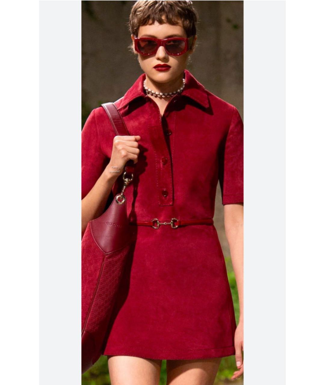 GUCCI Красное замшевое коктейльное платье, фото 5