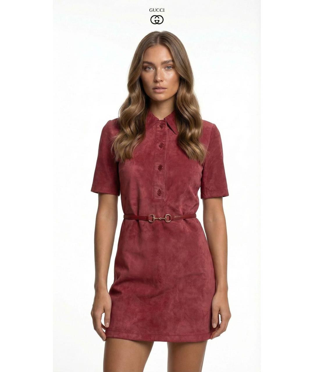 GUCCI Красное замшевое коктейльное платье, фото 5