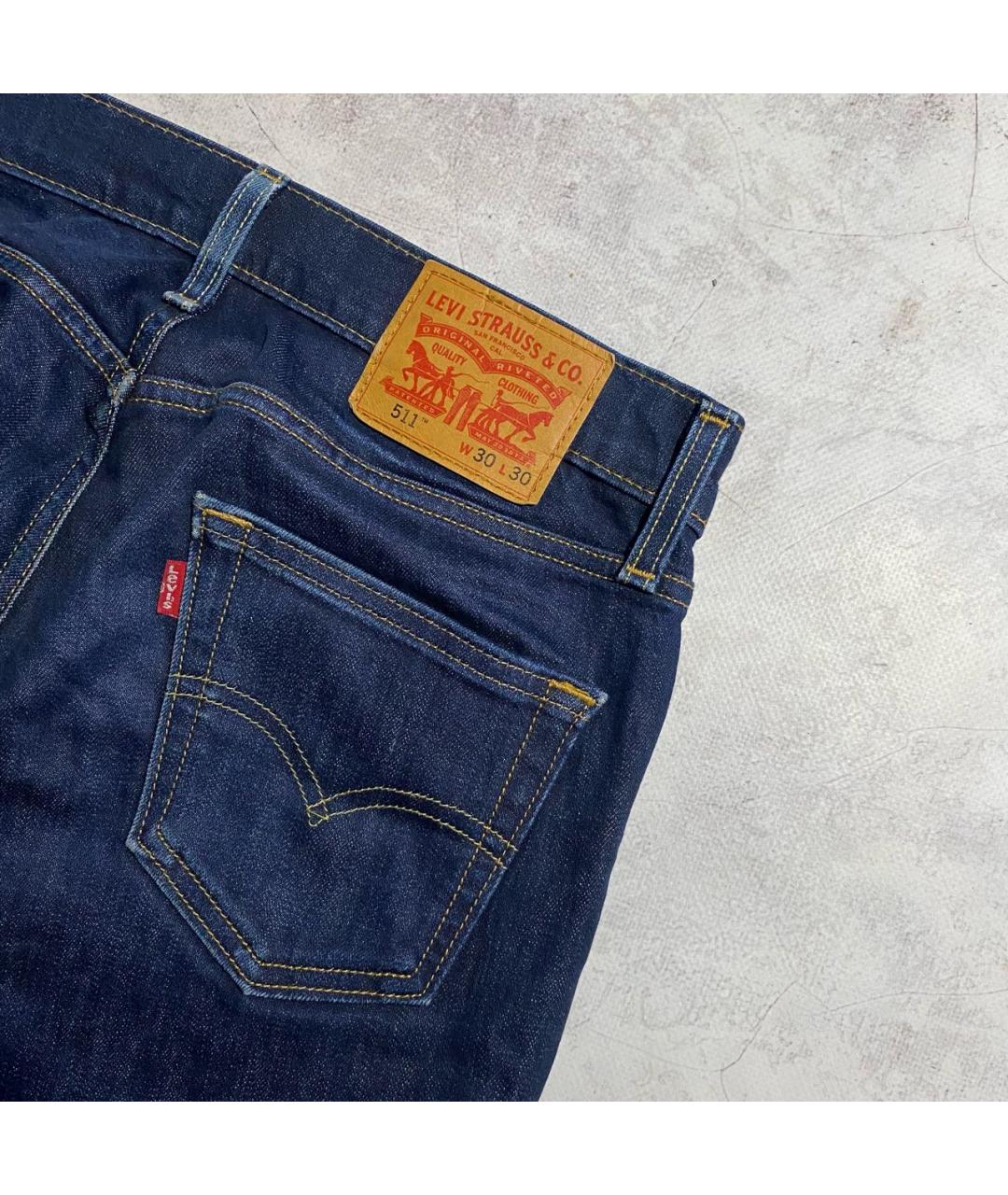 LEVI'S Синие хлопковые прямые джинсы, фото 3