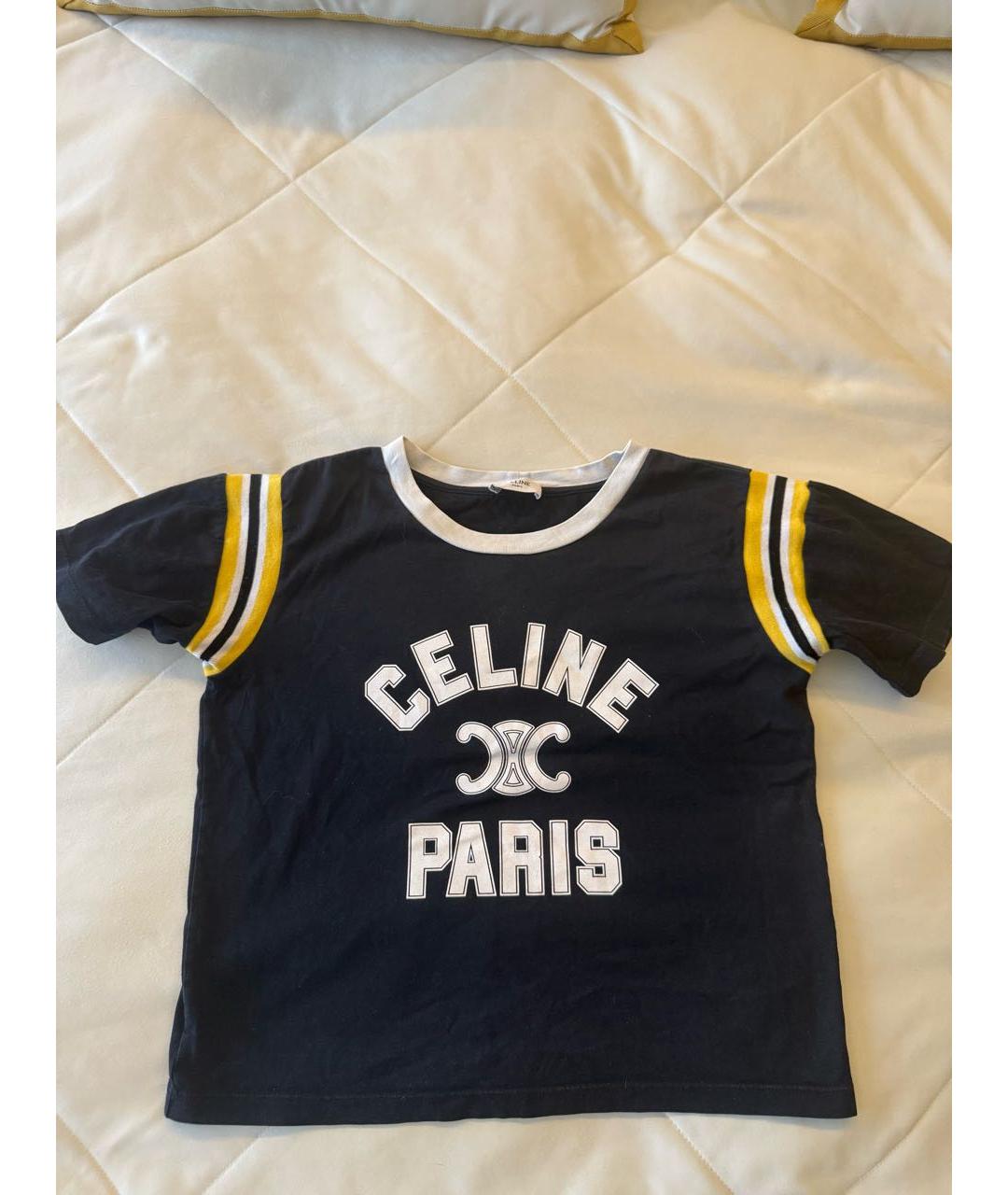 CELINE Черная хлопковая футболка, фото 5