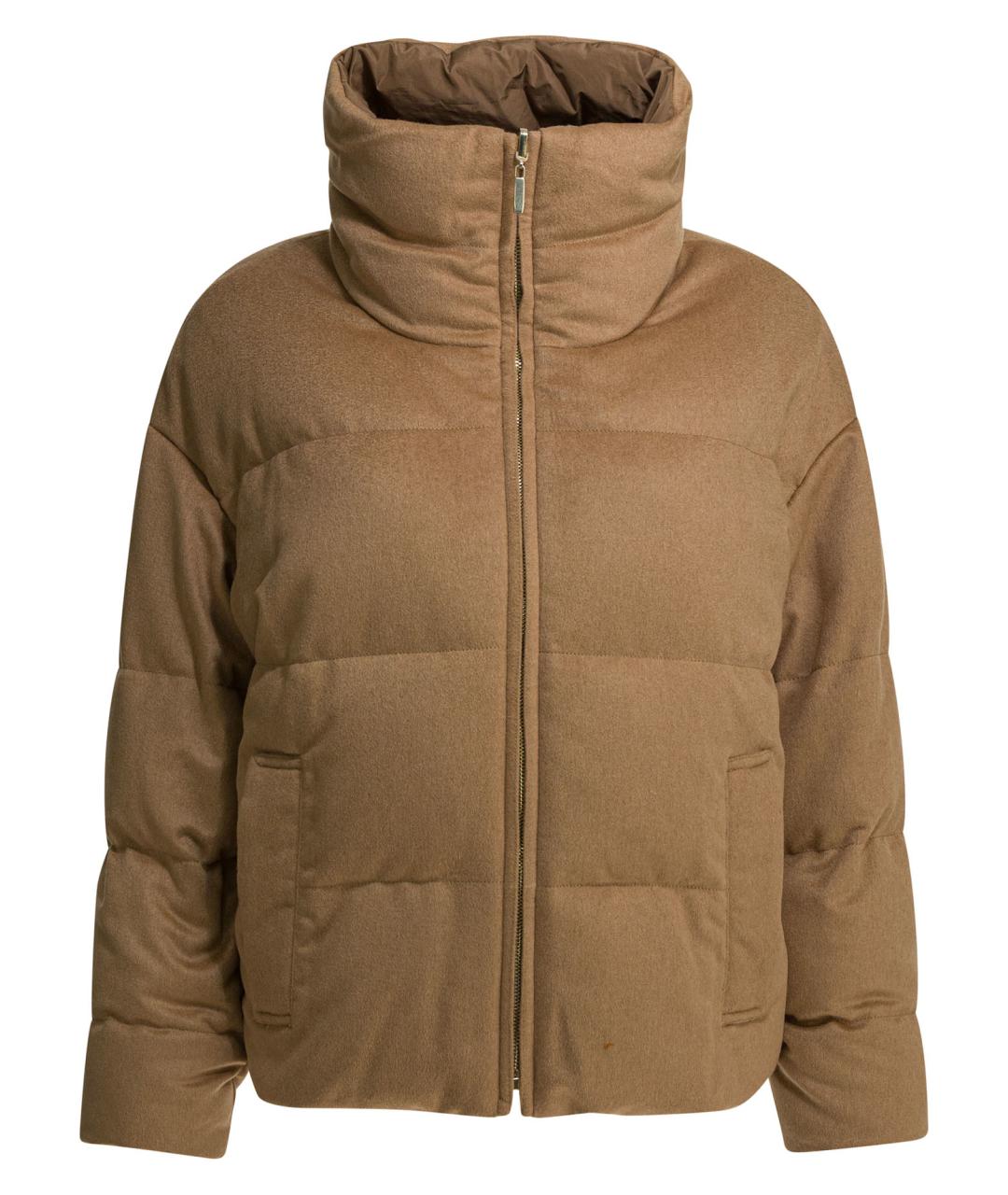 MAX MARA Коричневый атласный пуховик, фото 1