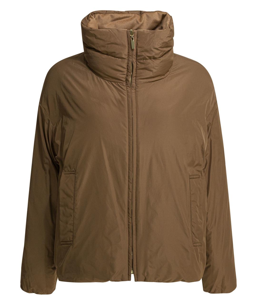 MAX MARA Коричневый атласный пуховик, фото 2